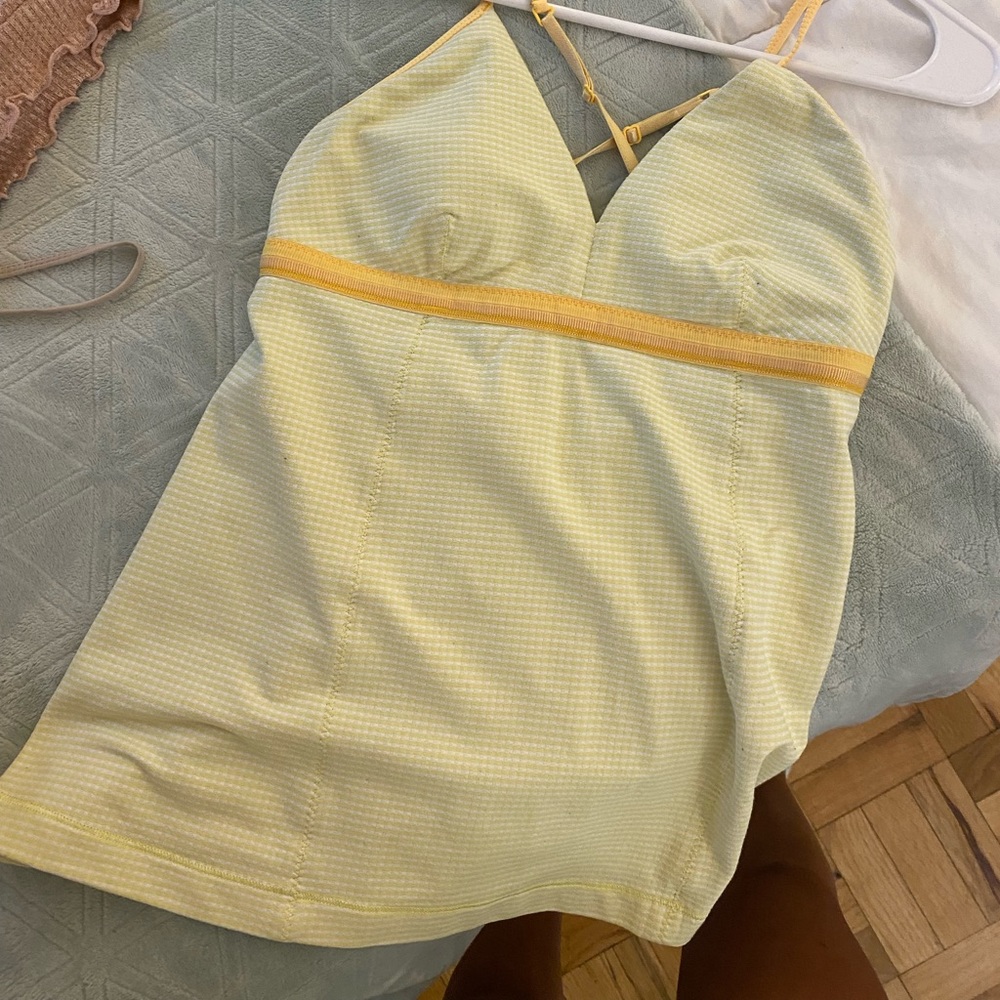 lulu lemon yellow workout top